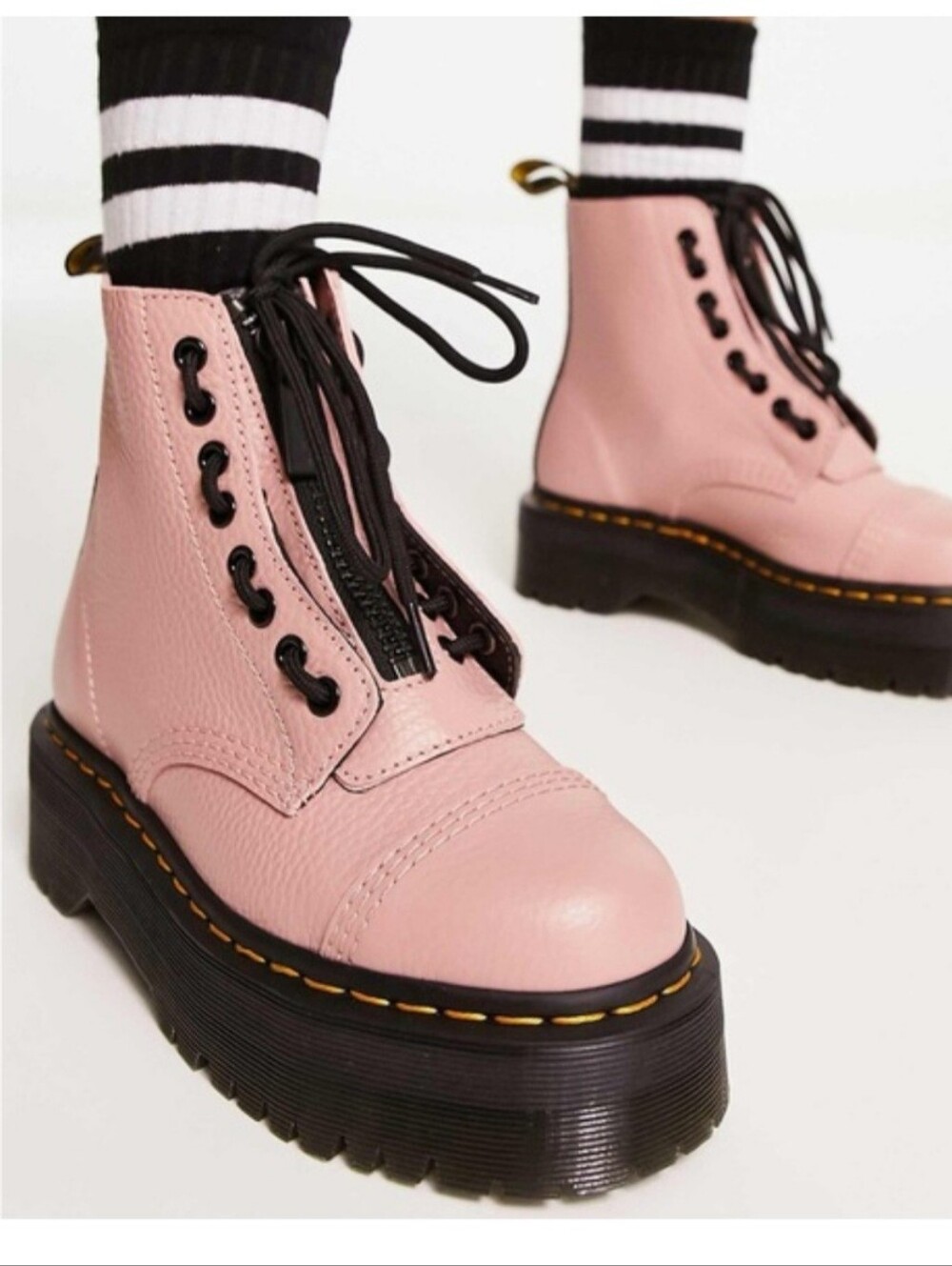 Dr Martens SINCLAIR Milled Nappa Leather Platform Zip Or Tie Boots. Size 8